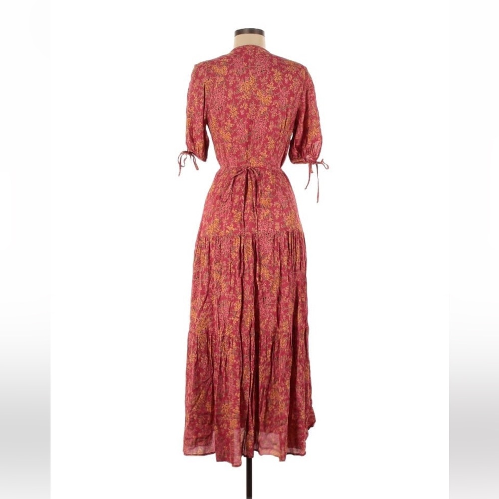 Christy Dawn Augusta Short Sleeve Midi Wrap Dress Thulian Floral Print Medium - Picture 3 of 9